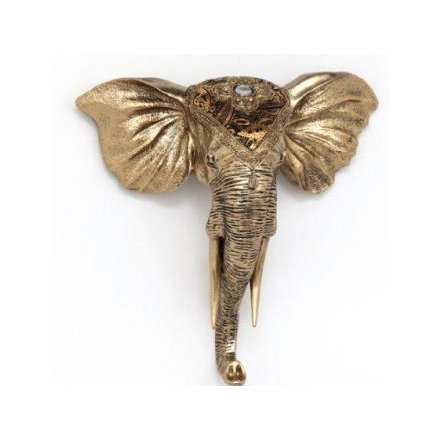 Tarnished Gold Elephant Head, 31cm 