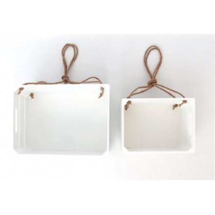 White Wooden Crate Hanging Units, 33cm 