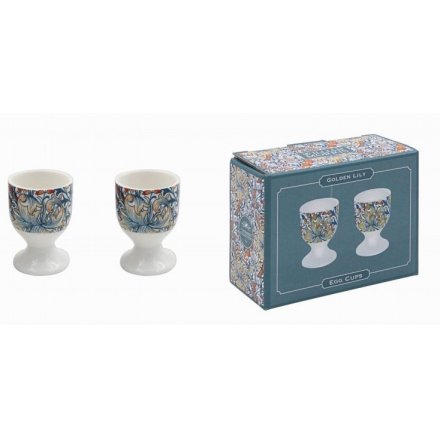 Gold and Blue Lily Egg Cup Set