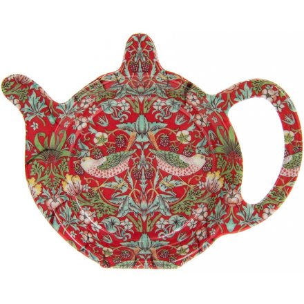 Green and Red Strawberry Thief Teabag Tidy 