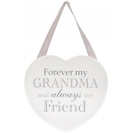 Grey and White Heart Plaque - Forever My Grandma