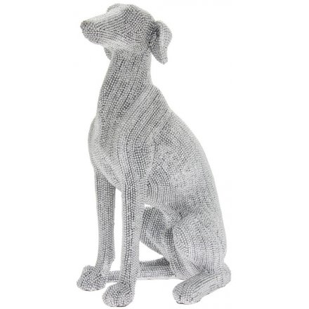 Silver Art Sitting Greyhound