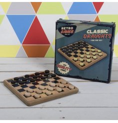 The Retro Games Draughts Set is classically styled and crafted from natural wood.