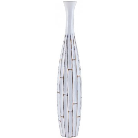 Tall Rustic White Vase, 64cm 