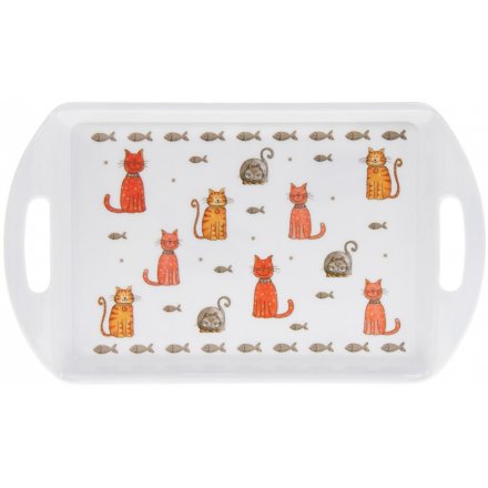 Small Faithful Friends Cat Serving Tray