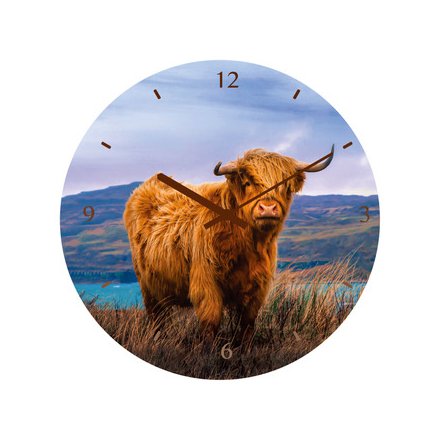 Grazing Highland Cow Clock 