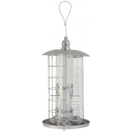   A charming Bird Feeder featuring a 3 way tube spacing for assortments of seeds and nuts 