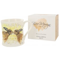 Designed by Bree Merryn, the Hannah & Henry the Hares fine china mug is part of the Down At The Farm range of giftware