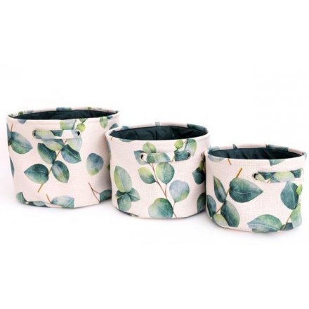Set of 3 25, 30 & 35 cm Eucalyptus Leaf Storage Baskets