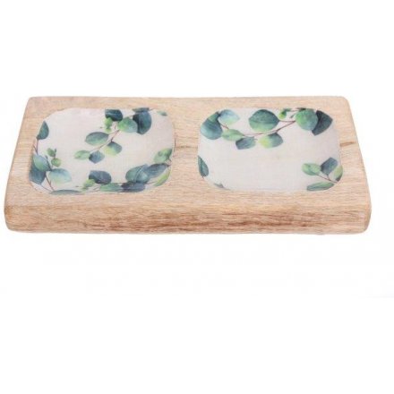 20 cm Two Compartment Snack Tray Eucalyptus