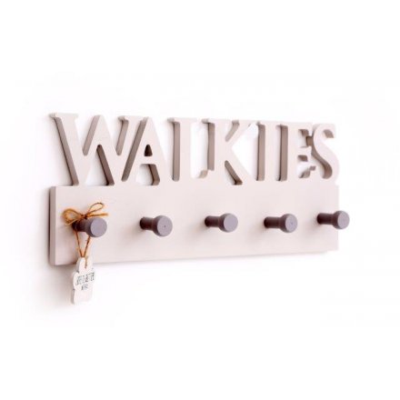 Walkies wooden dog wall hooks with "life is better with a dog" hanging paw print