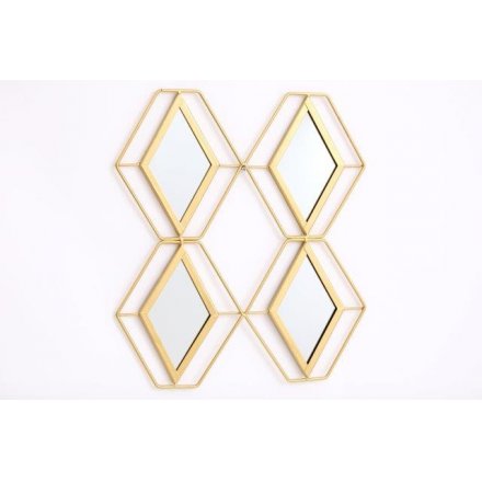 Small Golden Diamond Wall Mirror