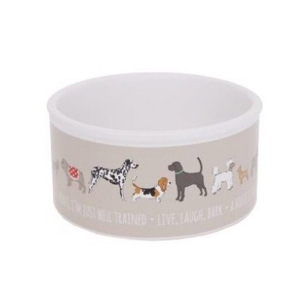 13 cm Small Ceramic Dog Bowl Dog Pattern