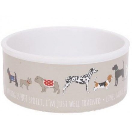 Dog Print Large Ceramic Dog Bowl 20 cm