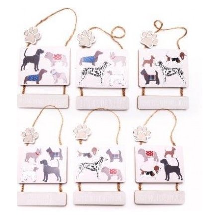 25 x 12 cm Hanging Double Plaque Dog Pattern