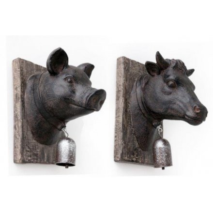 Rustic Animal Bell Plaques, 2asst 