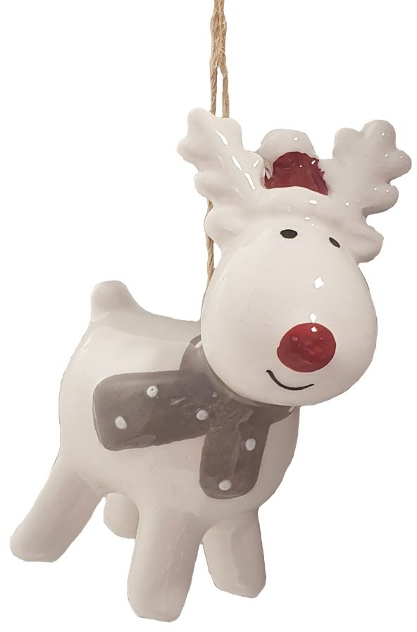 Hanging Ceramic Reindeer in Scarf | 48117 | Christmas / Hanging ...