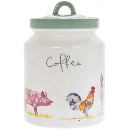Ceramic Coffee Cannister Country Life Farm
