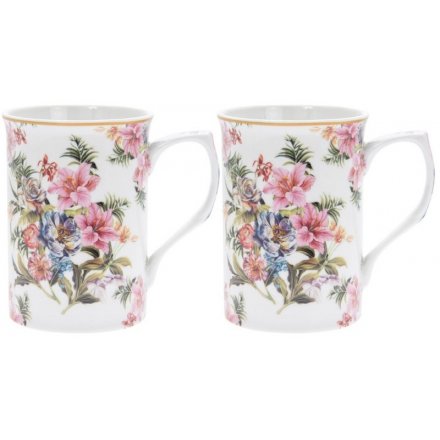 Set of 2 Lily Rose Mugs 