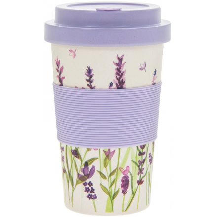Purple Lavender Bamboo Travel Mug 