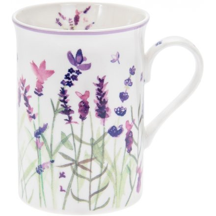 Tall Ceramic Lavender Garden Mug