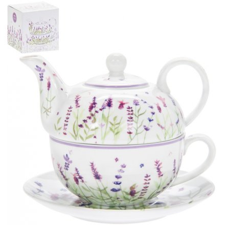 Purple Lavender Ceramic Tea For One