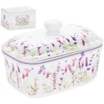 Lavender Garden Ceramic Butter Dish