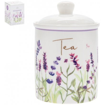Purple Lavender Ceramic Tea Cannister