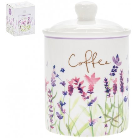 Lavender Garden Ceramic Cannister - Coffee