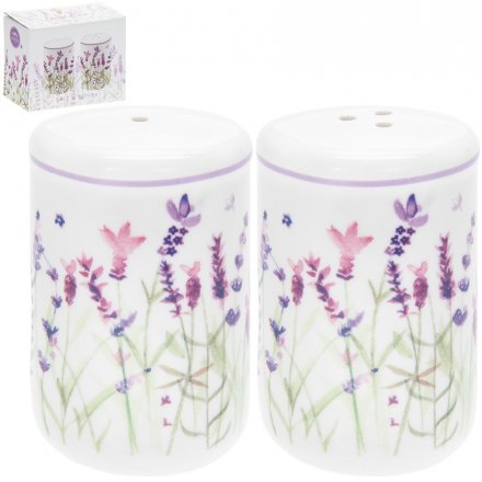 Purple Lavender Ceramic Salt & Pepper Pots