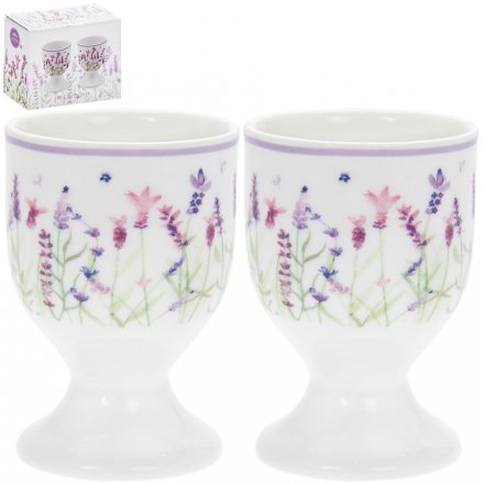 Pair of Ceramic Lavender Garden Egg Cups