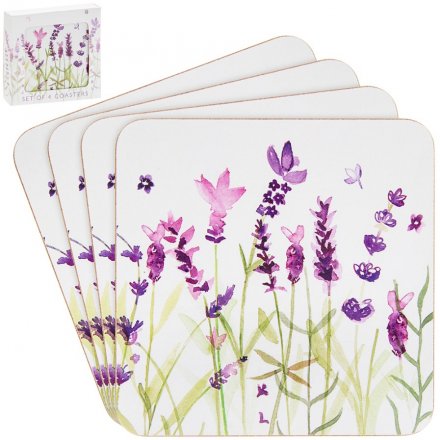 Set of 4 Purple Lavender Coasters