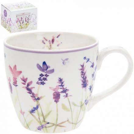 Jumbo Ceramic Lavender Garden Breakfast Mug