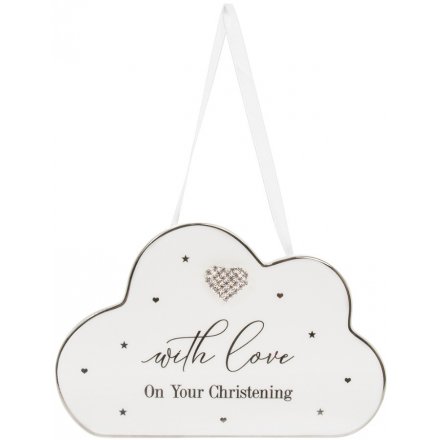 Christening Plaque With Diamante Heart Mad Dots
