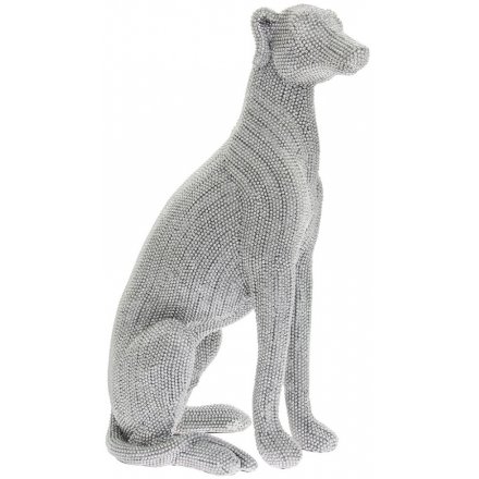 Silver Art Sitting Greyhound, 41cm