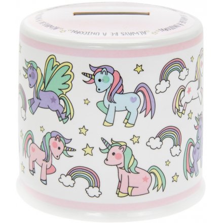 Little Stars Unicorn Ceramic Money Box 9 cm