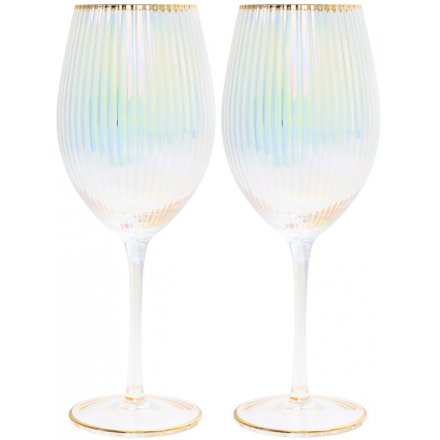 Set of 2 Lustre Ribbed Wine Glass 24 cm