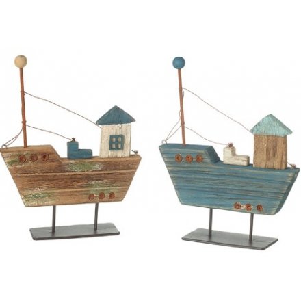 Assorted Wooden Boats 20.5 cm