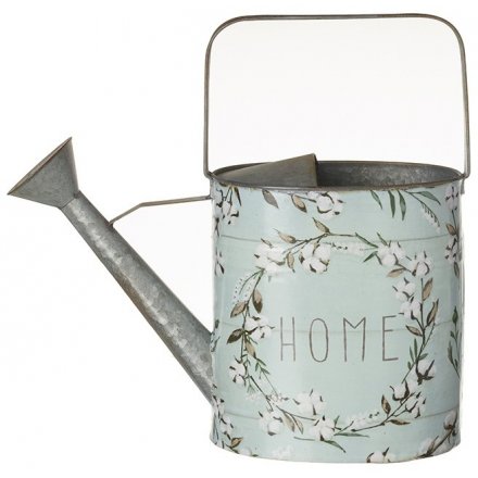 Duck Egg Blue Floral Home Metal Watering Can