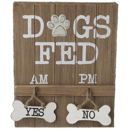 Interactive Wooden 'Dogs Fed' Sign 30cm