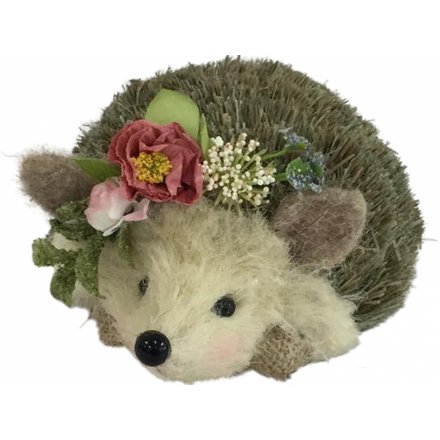 14 cm Hedgehog Decoration W/Flowers