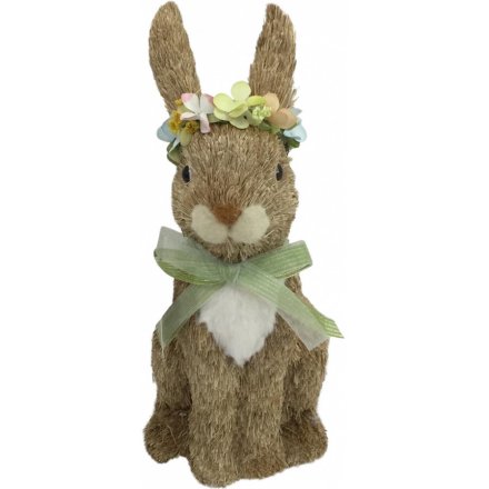 Natural Bunny With Flower Crown 38 cm 