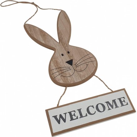 58 cm Natural Wooden Bunny Sign 