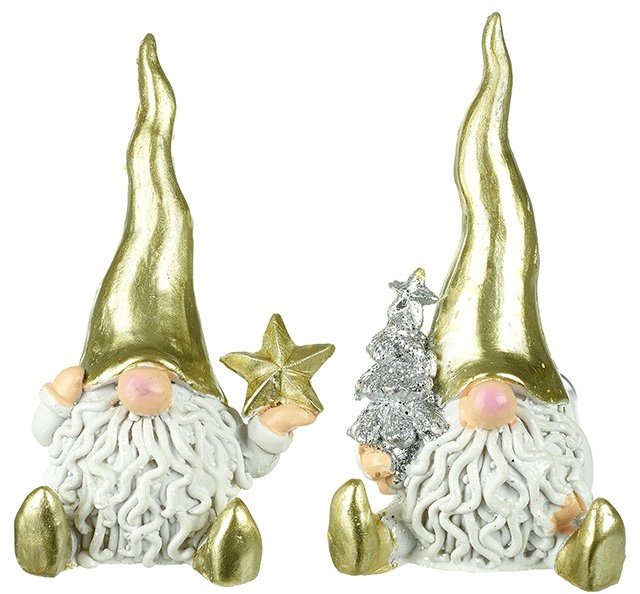 YIN509A / Golden Festive Sitting Ceramic Gonk 10cm 48318 Christmas