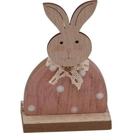 Small Pink Wooden Bunny 15 cm