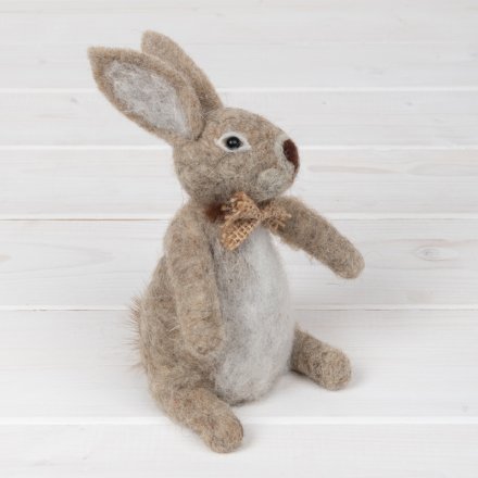 Woollen Bunny With Bowtie 15cm
