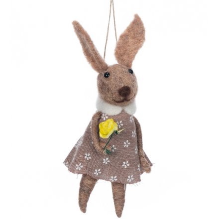 15 cm Hanging Woollen Bunny - Nancy 