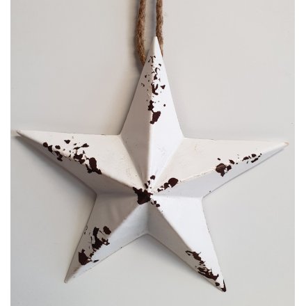 White Metal Hanging Star Ornament Small