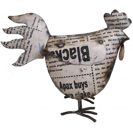 Iron Chicken With Newsprint Detail 