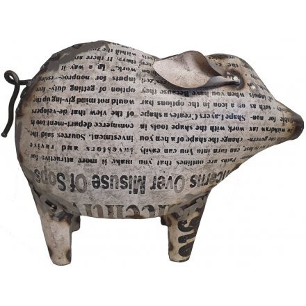Iron Pig With Newsprint Detail